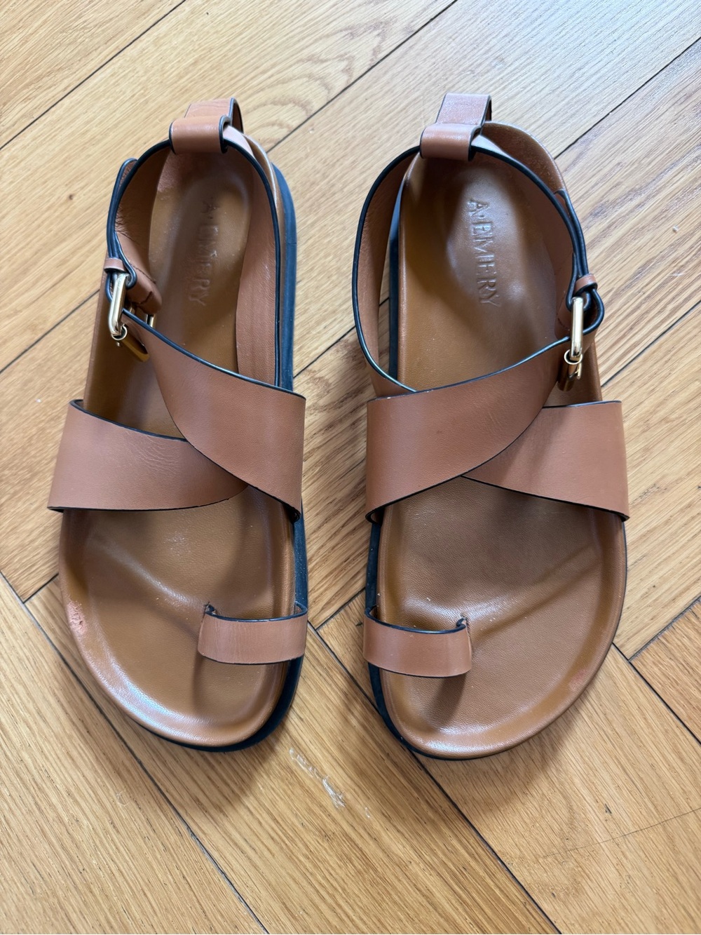 Leather Cross-Strap Sandals in Tan by A New Day